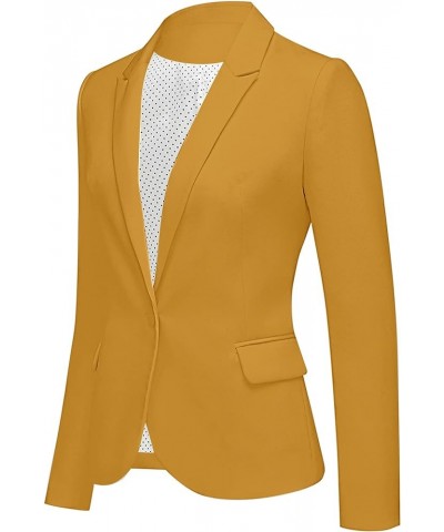 Womens Notched Lapel Pockets Button Work Office Blazer Jacket Suit Dusky Citron Yellow $26.82 Blazers