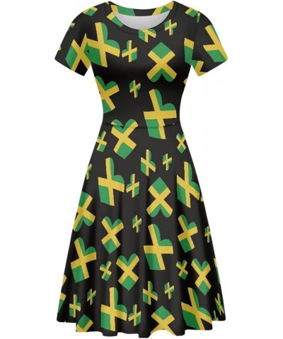 Women's Tropical Print Dress Boho Ethnic Cocktail Party Skater Dress Summer Casual Vintage Swing Dress S-2XL Jamaica Flag $12...