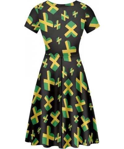 Women's Tropical Print Dress Boho Ethnic Cocktail Party Skater Dress Summer Casual Vintage Swing Dress S-2XL Jamaica Flag $12...