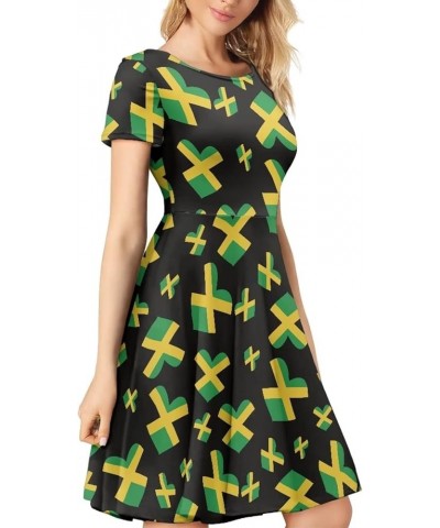 Women's Tropical Print Dress Boho Ethnic Cocktail Party Skater Dress Summer Casual Vintage Swing Dress S-2XL Jamaica Flag $12...