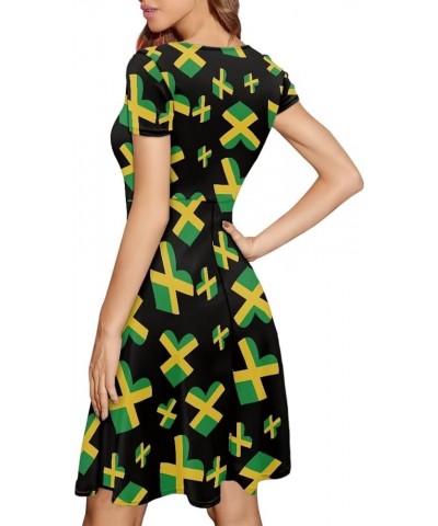 Women's Tropical Print Dress Boho Ethnic Cocktail Party Skater Dress Summer Casual Vintage Swing Dress S-2XL Jamaica Flag $12...