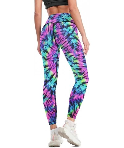 Women Tie Dye High Waisted Yoga Pants Tummy Control Workout Running Leggings Color4 $13.43 Activewear