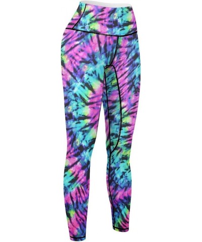 Women Tie Dye High Waisted Yoga Pants Tummy Control Workout Running Leggings Color4 $13.43 Activewear