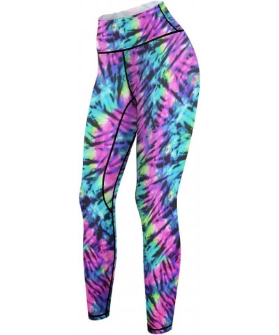 Women Tie Dye High Waisted Yoga Pants Tummy Control Workout Running Leggings Color4 $13.43 Activewear