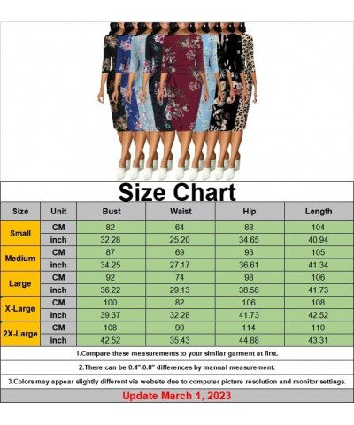 Church Dresses for Women 3/4 Sleeve Bodycon Ruffle Vintage Work Midi Pencil Dress 5441blueflower $26.54 Dresses