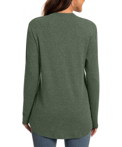 Womens Fall Plus Size Long Sleeve Tunic Tops for Leggings V Neck Casual Loose Fit Blouse Shirt V-Neck Dark Green $12.95 Tops