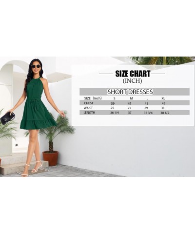 Women Summer Casual Halter Neck Mini Dress Sleeveless Ruffle Boho A Line Short Dresses Ruffle Mini Dresses Blackish Green $12...