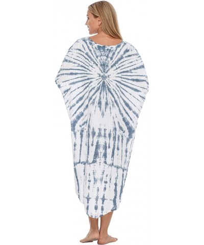 Womens Loose Beach Cover Up Dress Oversized Tunic Top Boho Tie Dye White Blue $16.87 Swimsuits