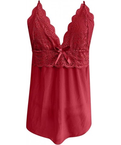 Lingerie for Women Lace Halter Mesh Lingerie Babydoll Nightwear Sexy Sleepwear Dress Teddy Night Gowns Boudoir Z7 Red $8.84 L...