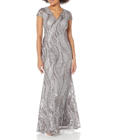 Women's Sequin Embroidery Gown Silver Multi $46.61 Dresses