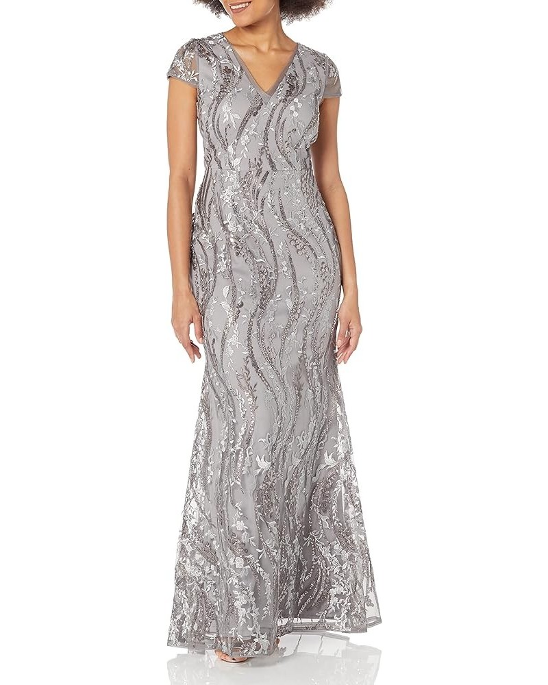 Women's Sequin Embroidery Gown Silver Multi $46.61 Dresses