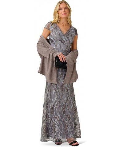 Women's Sequin Embroidery Gown Silver Multi $46.61 Dresses