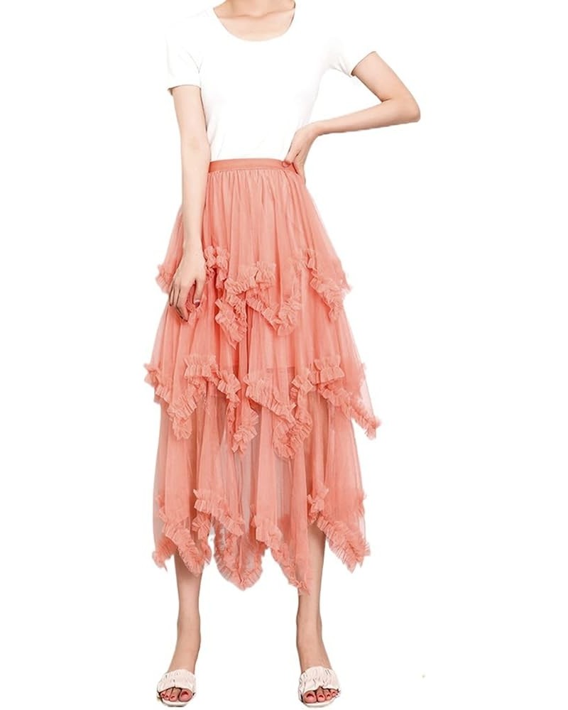 Women's Solid Color Tutu Skirt Mesh Layered MidiDress High Waist Ruffle Tulle Long Tiered A-line Skirt Color 89 $14.49 Skirts