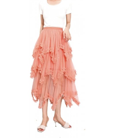 Women's Solid Color Tutu Skirt Mesh Layered MidiDress High Waist Ruffle Tulle Long Tiered A-line Skirt Color 89 $14.49 Skirts