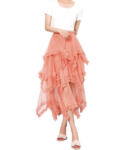 Women's Solid Color Tutu Skirt Mesh Layered MidiDress High Waist Ruffle Tulle Long Tiered A-line Skirt Color 89 $14.49 Skirts