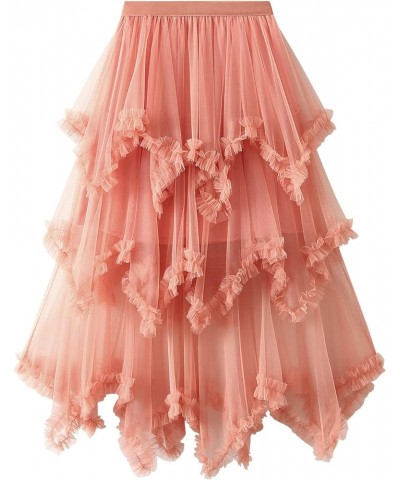 Women's Solid Color Tutu Skirt Mesh Layered MidiDress High Waist Ruffle Tulle Long Tiered A-line Skirt Color 89 $14.49 Skirts