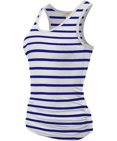 Women's Workout Tank Top Shirt - Racerback Casual Slim Fit Shirring Tops for Gym, Exercise, Yoga, Hiking Stripe Blue Violet $...