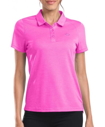 Back Cut Out Womens Golf Polo Shirts and Ladies Floral Golf Apparel Moisture Wicking TennisTops with Hem Slightly Slit Rose R...