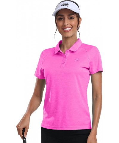 Back Cut Out Womens Golf Polo Shirts and Ladies Floral Golf Apparel Moisture Wicking TennisTops with Hem Slightly Slit Rose R...