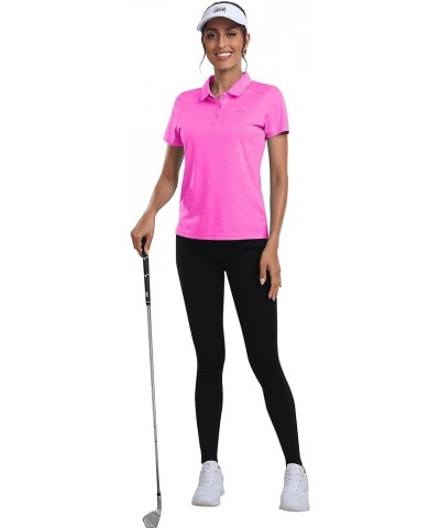 Back Cut Out Womens Golf Polo Shirts and Ladies Floral Golf Apparel Moisture Wicking TennisTops with Hem Slightly Slit Rose R...