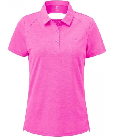 Back Cut Out Womens Golf Polo Shirts and Ladies Floral Golf Apparel Moisture Wicking TennisTops with Hem Slightly Slit Rose R...