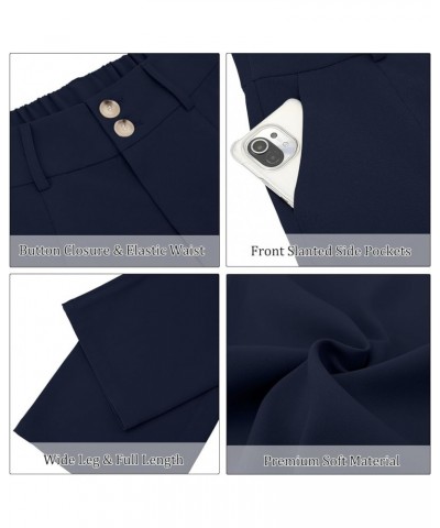 Women Pants Work Business Dressy Trousers Wide Leg High Waisted Slacks with Pockets 29"Inseam B-dark Blue $18.61 Pants