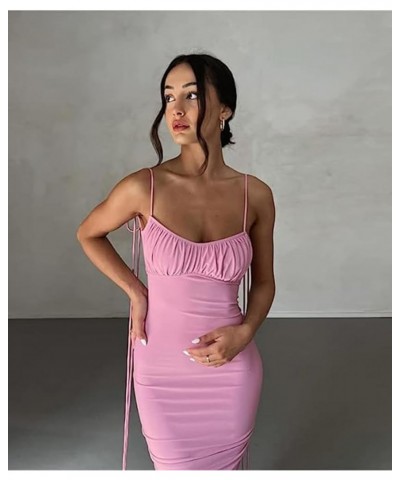 Women Backless Dress Bodycon Sexy Sleeveless Open Back Maxi Dress Elegant Party Cocktail Long Dress A-pink $11.04 Dresses