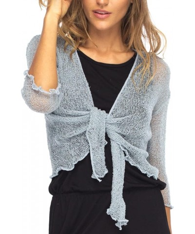 Womens Sheer Shrug Cardigan Lightweight Knit Grey Blue $13.78 Sweaters