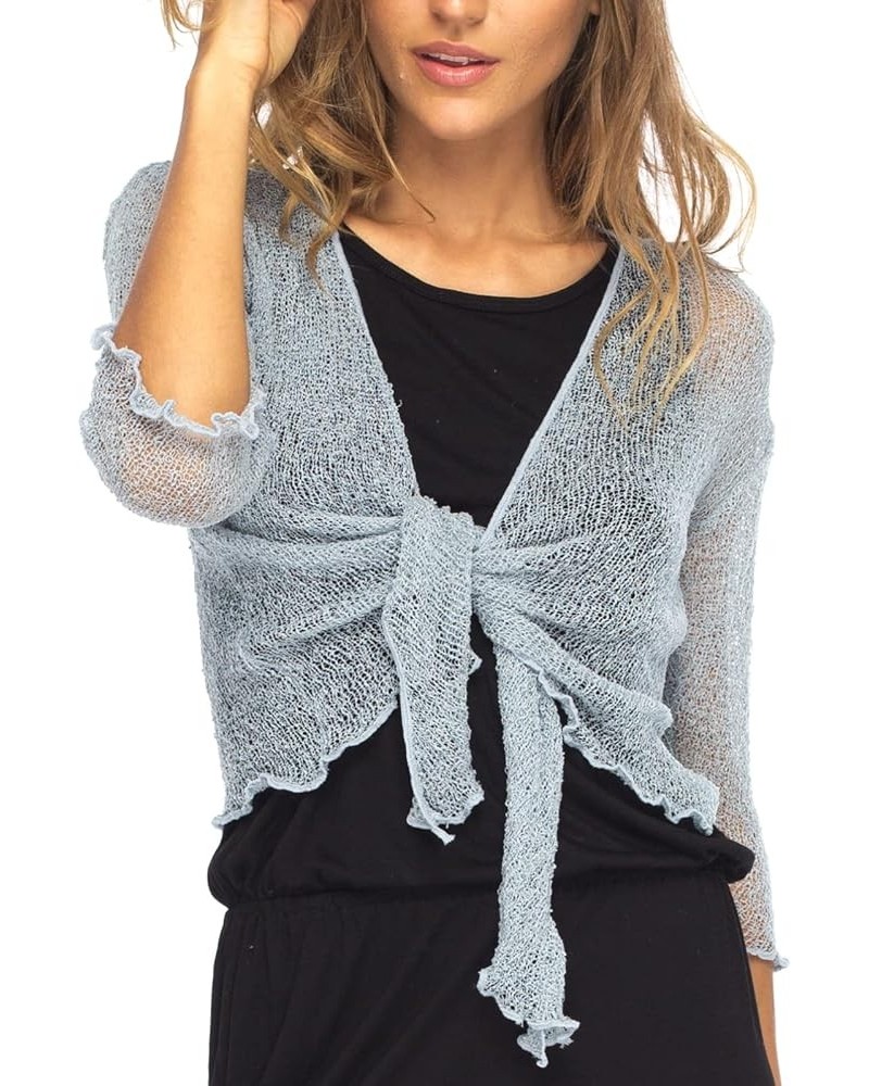 Womens Sheer Shrug Cardigan Lightweight Knit Grey Blue $13.78 Sweaters