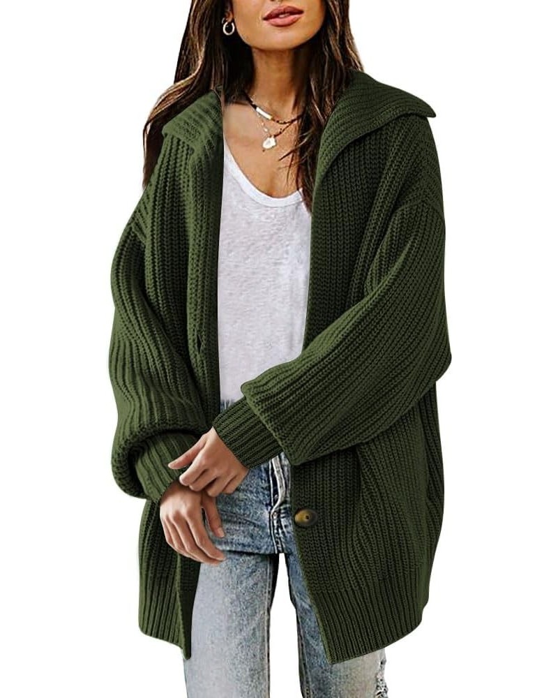 Womens Oversized Cardigan 2023 Fall Slouchy Open Front Button Chunky Knit Sweater Coat Army Green $20.64 Sweaters