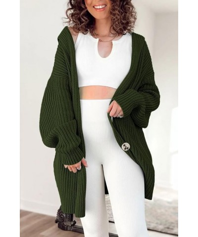 Womens Oversized Cardigan 2023 Fall Slouchy Open Front Button Chunky Knit Sweater Coat Army Green $20.64 Sweaters