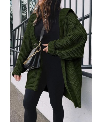 Womens Oversized Cardigan 2023 Fall Slouchy Open Front Button Chunky Knit Sweater Coat Army Green $20.64 Sweaters