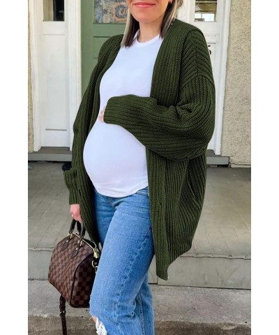 Womens Oversized Cardigan 2023 Fall Slouchy Open Front Button Chunky Knit Sweater Coat Army Green $20.64 Sweaters