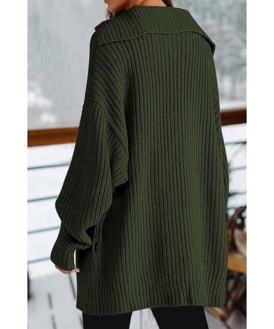 Womens Oversized Cardigan 2023 Fall Slouchy Open Front Button Chunky Knit Sweater Coat Army Green $20.64 Sweaters