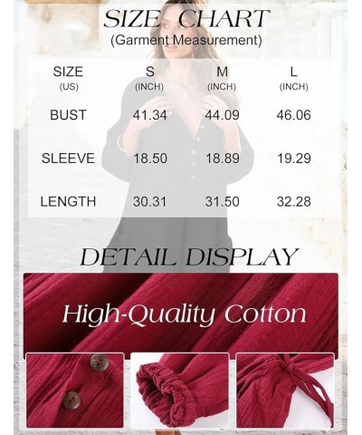 Women's 3/4 Sleeve Summer Romper Pleated V Neck Button Down Short One Piece Jumpsuit with Pockets Winered $15.19 Rompers