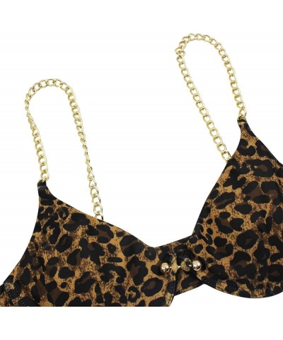 Women's Sexy Metal Chain Strap Bikini Set 2 Piece Swimsuit Bathing Suit Leopard $20.04 Swimsuits