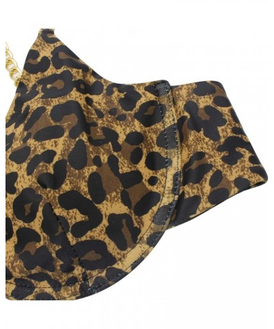 Women's Sexy Metal Chain Strap Bikini Set 2 Piece Swimsuit Bathing Suit Leopard $20.04 Swimsuits