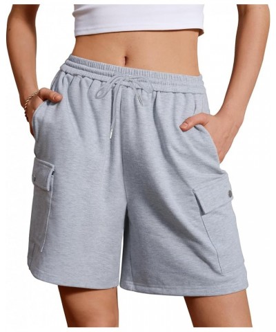 Women's Bermuda Shorts Sweat Shorts Knee Length Comfy Cotton Long Shorts with 4 Pockets for Summer Casual Hiking Grey $14.74 ...