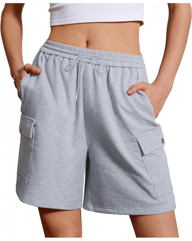 Women's Bermuda Shorts Sweat Shorts Knee Length Comfy Cotton Long Shorts with 4 Pockets for Summer Casual Hiking Grey $14.74 ...