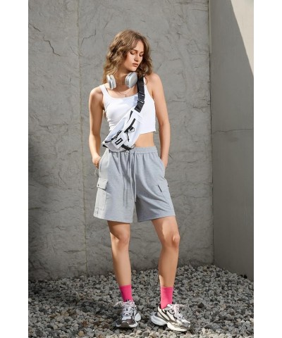 Women's Bermuda Shorts Sweat Shorts Knee Length Comfy Cotton Long Shorts with 4 Pockets for Summer Casual Hiking Grey $14.74 ...