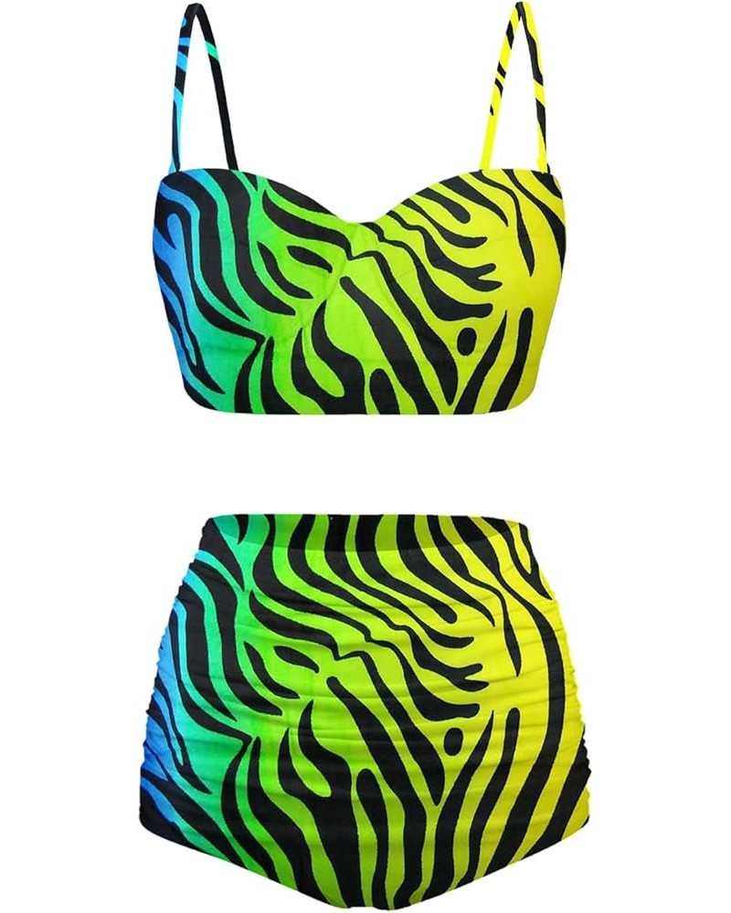 Women's High Waisted Swimming Suit with Adjustable Straps Bikini Sets Plus Size,Size S-2XL Zebra Print $17.35 Swimsuits