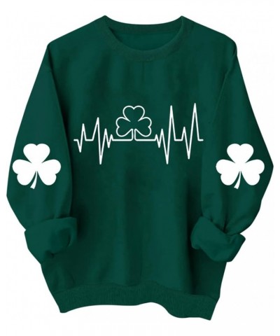 St Patricks Day Shirt Women Long Sleeve Novelty Graphic Tees Pullover Green Shamrock Cute Tops Soft Holiday Sweatshirt 2024 0...