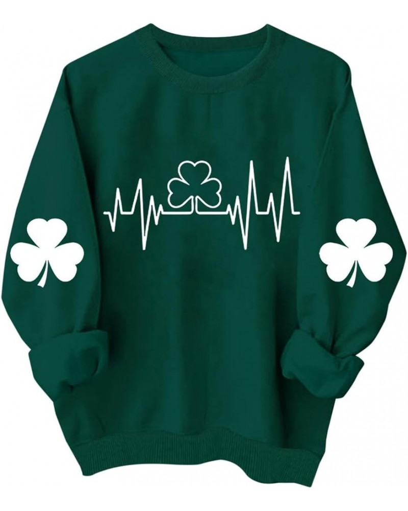 St Patricks Day Shirt Women Long Sleeve Novelty Graphic Tees Pullover Green Shamrock Cute Tops Soft Holiday Sweatshirt 2024 0...