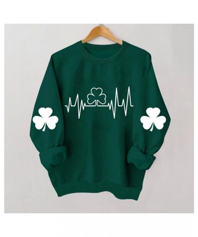 St Patricks Day Shirt Women Long Sleeve Novelty Graphic Tees Pullover Green Shamrock Cute Tops Soft Holiday Sweatshirt 2024 0...