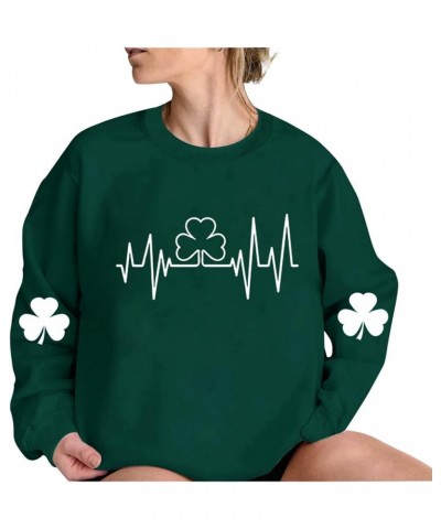 St Patricks Day Shirt Women Long Sleeve Novelty Graphic Tees Pullover Green Shamrock Cute Tops Soft Holiday Sweatshirt 2024 0...