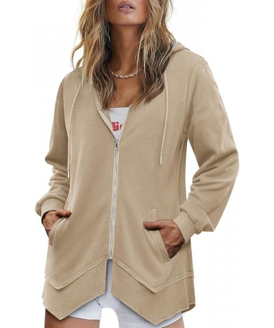 Women's Zip Up Hoodie Lightweight Hooded Sweatshirts Casual Hoodies with Pockets Beige $22.03 Hoodies & Sweatshirts