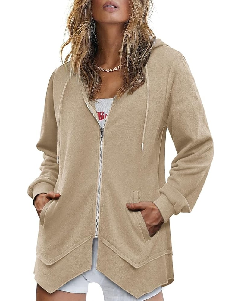 Women's Zip Up Hoodie Lightweight Hooded Sweatshirts Casual Hoodies with Pockets Beige $22.03 Hoodies & Sweatshirts