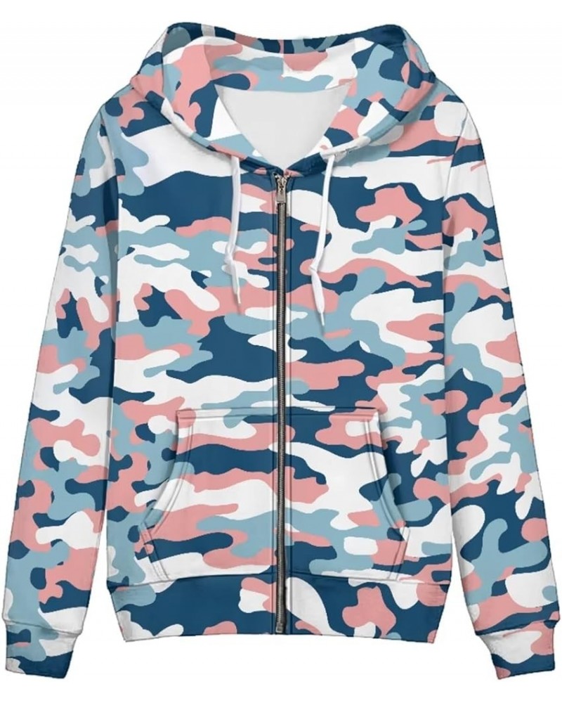 Womens Zip Up Hoodies Long Sleeve Spring Casual Sweatshirts Jacket Trendy Hoodie with Pockets Pink Blue Camouflage $21.72 Hoo...