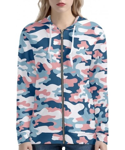 Womens Zip Up Hoodies Long Sleeve Spring Casual Sweatshirts Jacket Trendy Hoodie with Pockets Pink Blue Camouflage $21.72 Hoo...