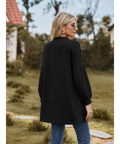 Women's Casual Long Sleeve Open Front Cardigans Lightweight Cable Knit Sweater Outwear with Pockets A-01 Black $15.50 Sweaters